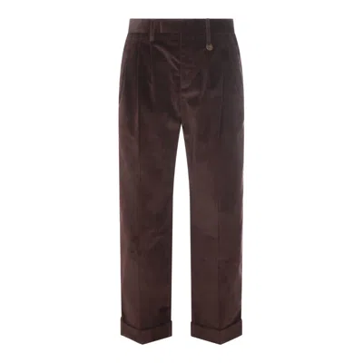 Burberry Relaxed Fit Trousers Cuffed Hem In Brown