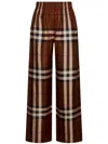 Burberry Dark Birch Brown Check-motif Silk Trousers In Brown