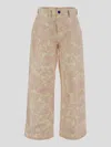 Burberry Rose-print High Waist Cotton Pants In Cameo