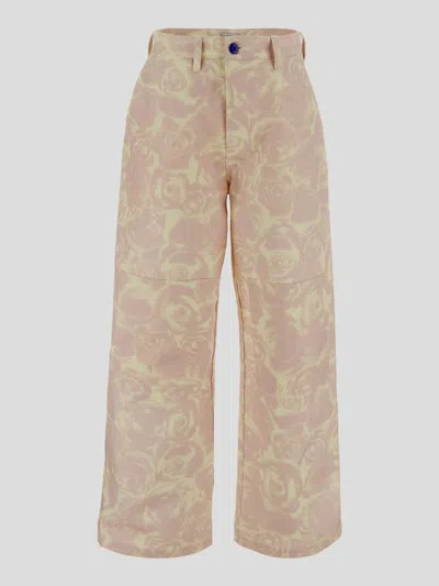 Burberry Rose Cotton Trousers In Multicolor