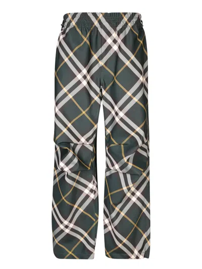Burberry Iconic Check Motif Trousers In Green