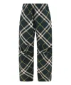 Burberry Men's Check Pattern Trousers With Elastic Waist And Drawstring In Green