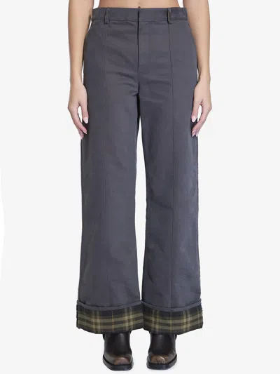 Burberry Trousers In Cotton And Nylon In Brown
