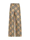 Burberry Check Silk Wide-leg Pants In Sand Ip Check