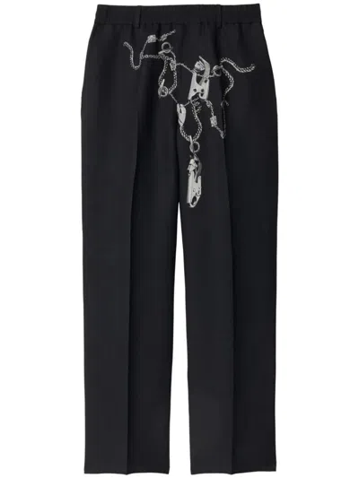 Burberry Trousers In Silver/black