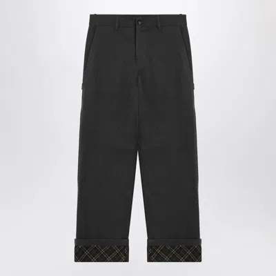 Burberry Trousers With Check Pattern Lapels In Black