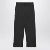 Burberry Black Pants With Logo Embroidery On The Side And Turn-up Checked Hem In Cotton Man In Black
