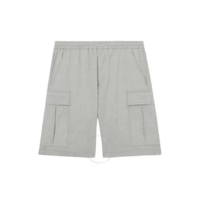 Burberry Trueman Monogram Wool Cargo Shorts In Brown/grey