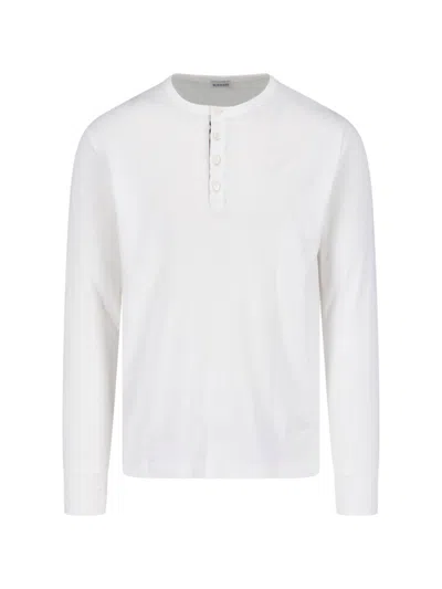 Burberry Cotton-stretch Long-sleeve Henley Henley In Neutral