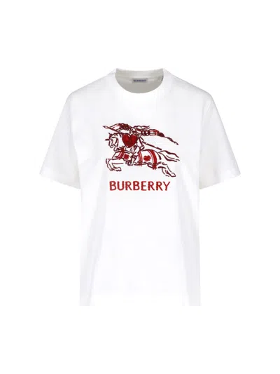 Burberry Short Sleeve Crew Neck Regular Fit Top In White