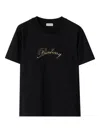 Burberry Check Cursive Logo Cotton T-shirt Clothing In Black
