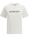 Burberry Ribbed Cotton Jersey T-shirt With Logo Print In Neutral
