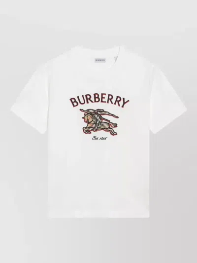 Burberry Cotton Crew-neck T-shirt With Knight Check In White
