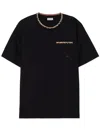 Burberry Cotton Logo T-shirt With Checkered Trim And Chest Pocket In Black