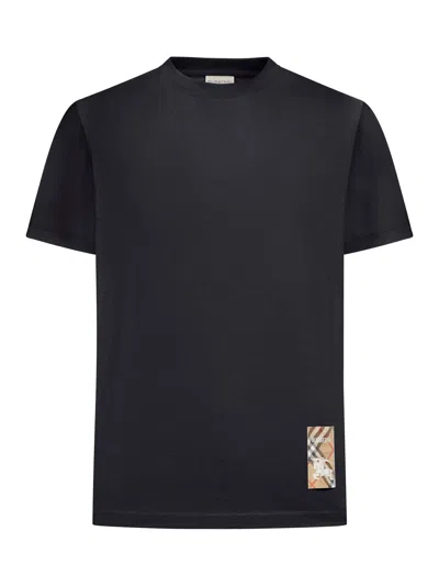BURBERRY COTTON T-SHIRT WITH CHECK APPLICATION