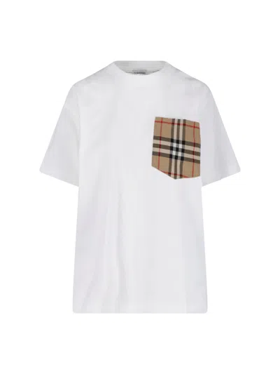 Burberry T-shirt With Pocket "check" In White