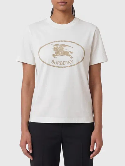 Burberry Cotton T-shirts With Logo In White