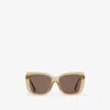 Burberry Womens Be4456 Square-frame Acetate Sunglasses Cream In Buff