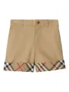 Burberry Childrens Check Turn-up Cotton Shorts In Brown