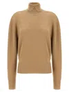 Burberry High Neck Wool Sweater With Equestrian Knight Motif In Beige