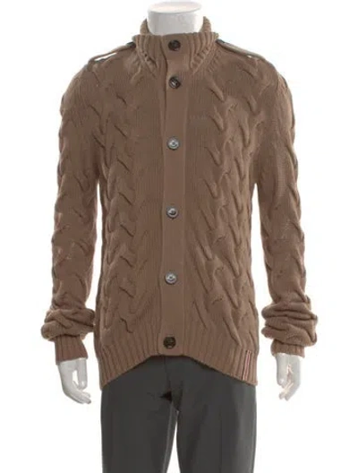 Pre-owned Burberry Turtleneck Long Sleeve Cardigan In Brown