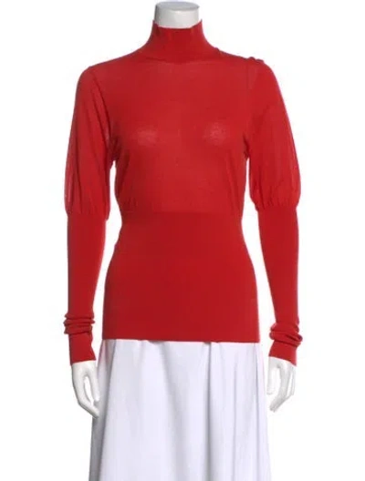 Pre-owned Burberry Turtleneck Long Sleeve Top In Red