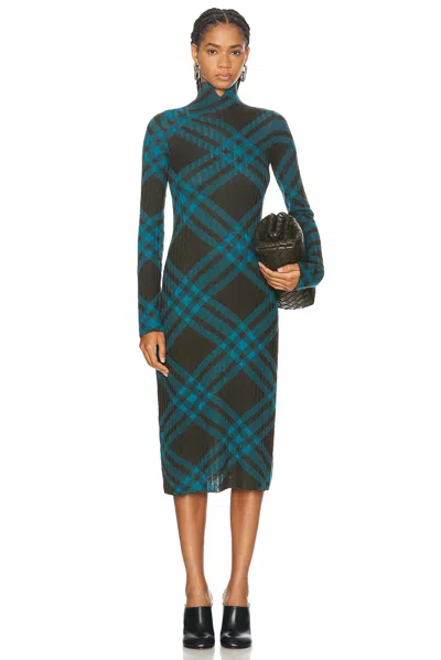 Burberry Turtleneck Midi Dress In Multi