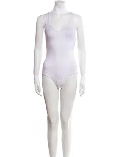 Pre-owned Burberry Turtleneck Sleeveless Bodysuit W/ Tags In White
