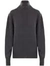 Burberry Ribbed High Neck Knitwear With Long Sleeves In Grey