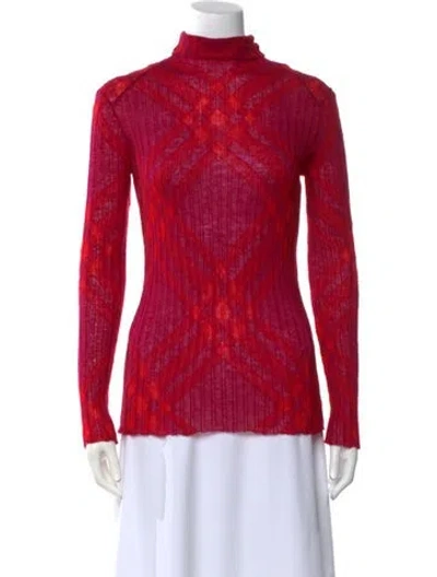 Pre-owned Burberry Turtleneck Sweater In Red