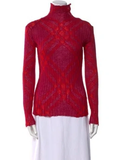 Pre-owned Burberry Turtleneck Sweater W/ Tags In Purple/red