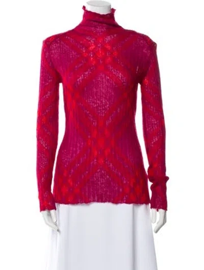 Pre-owned Burberry Turtleneck Sweater W/ Tags In Red