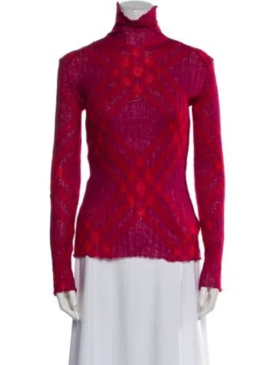 Pre-owned Burberry Turtleneck Sweater W/ Tags In Red