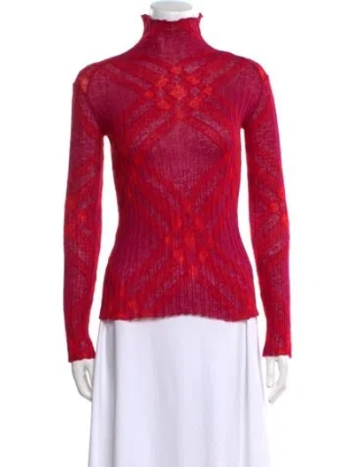 Pre-owned Burberry Turtleneck Sweater W/ Tags In Red