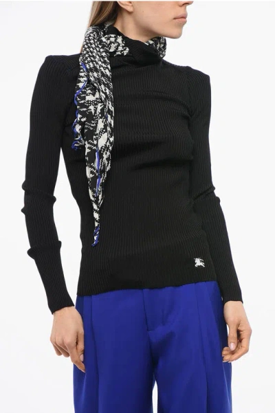 Burberry Turtleneck Sweater With Scarf Detail In Black