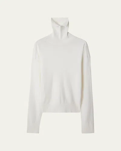 Burberry Turtleneck Wool Sweater In Chalk