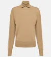 Burberry Turtleneck Wool Top In Beige