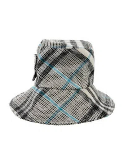 Pre-owned Burberry Tweed Bucket Hat In White