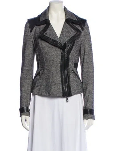 Pre-owned Burberry Tweed Pattern Biker Jacket In Multi