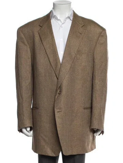Pre-owned Burberry Tweed Pattern Blazer In Brown