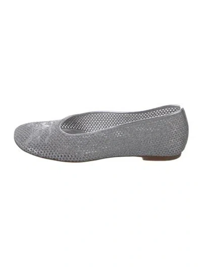 Pre-owned Burberry Tweed Pattern Embroidered Accent Ballet Flats In Gray