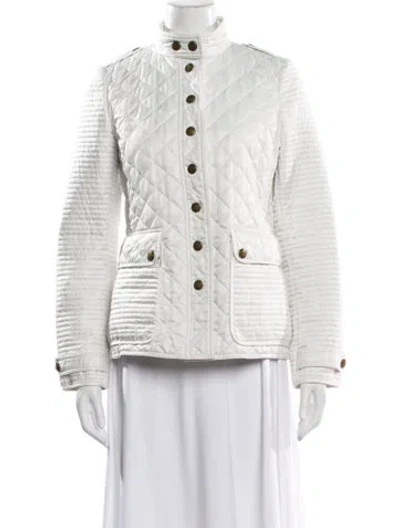 Pre-owned Burberry Tweed Pattern Evening Jacket In White