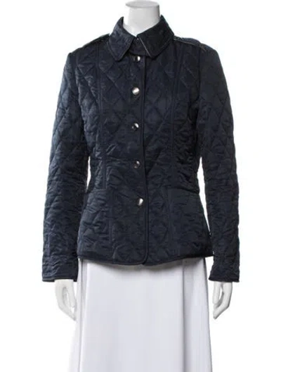 Pre-owned Burberry Tweed Pattern Jacket In Blue