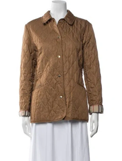 Pre-owned Burberry Tweed Pattern Jacket In Brown