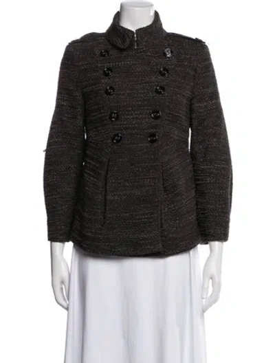 Pre-owned Burberry Tweed Pattern Jacket In Brown
