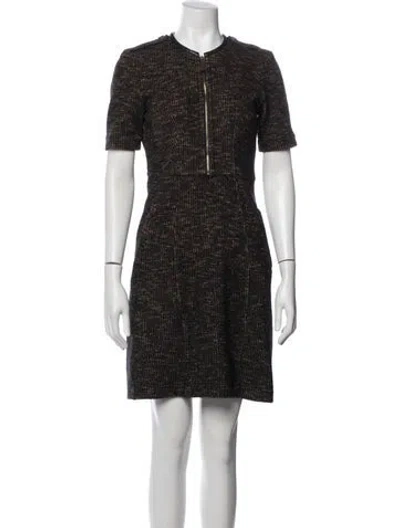 Pre-owned Burberry Tweed Pattern Mini Dress In Black