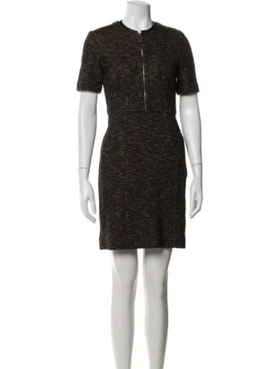 Pre-owned Burberry Tweed Pattern Mini Dress In Black