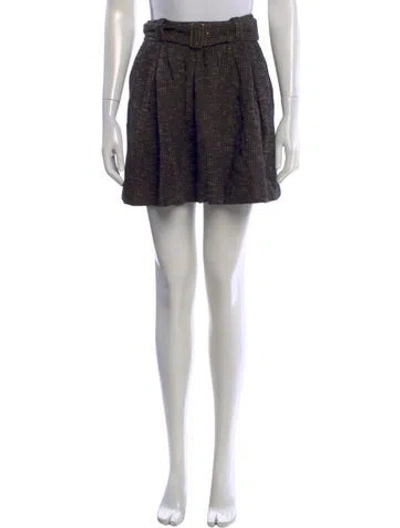 Pre-owned Burberry Tweed Pattern Mini Skirt W/ Tags In Black