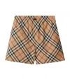 Burberry Check Ekd Drawstring Pull-on Shorts In Yellow