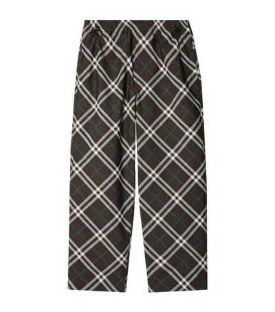 Burberry Nylon Trouser With Check Print In Multicolor